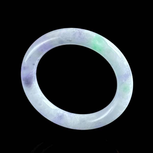 冰糯種春帶彩圓骨翡翠玉鐲 (新竹)