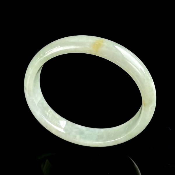 細豆種淡秋香帶黃翡翠橢圓玉鐲/貴妃鐲 (網路限定)